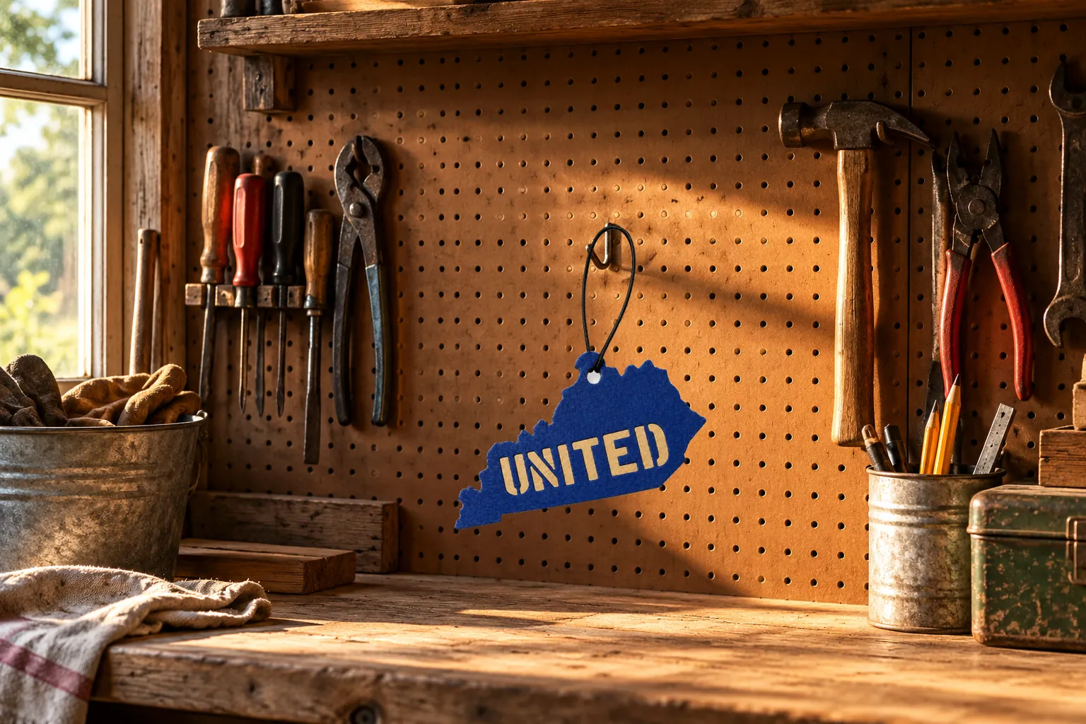 The air freshener hanging in a workshop
