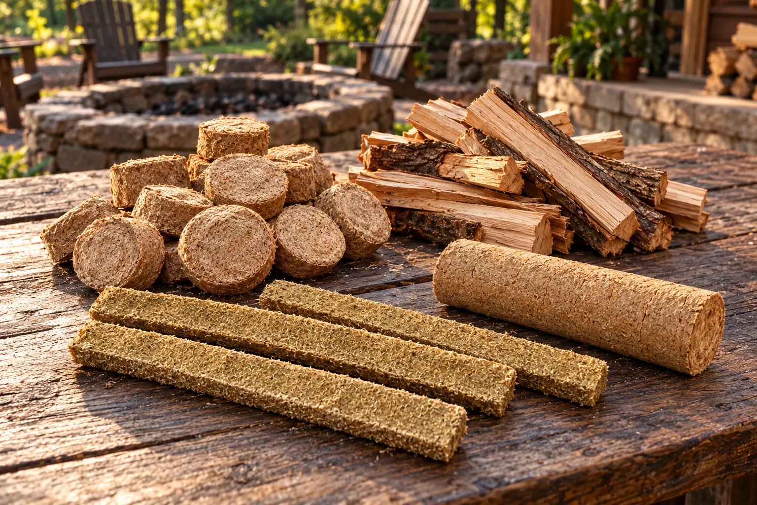 Fire kit contents laid out on a picnic table